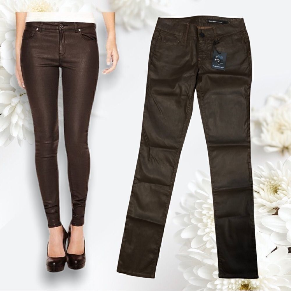 Black Orchid Brown Coated Skinny Jeans Size 27 High Rise Luxe